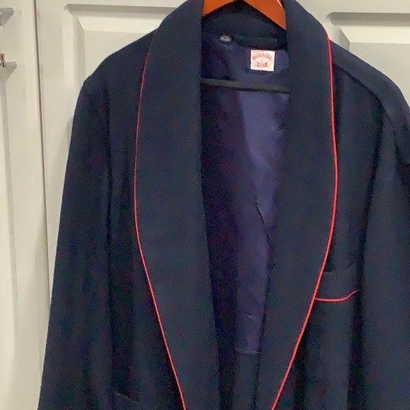 Men’s Vtg Brooks Brothers Robe House Coat, Wool, Hugh Hefner Style Cigar Robe L - Picture 2 of 16